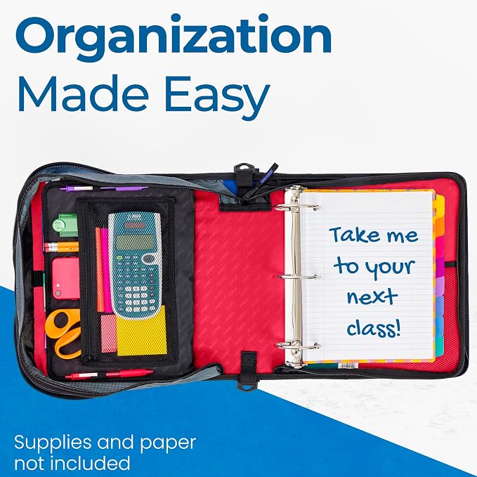 Case-it Mighty Zip Tab School Zipper Binder | 3-Inch O-Rings, 600-Sheet Capacity - Image 7
