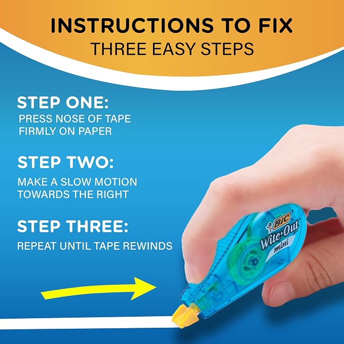 BIC Wite-Out Mini Correction Tape, No Dry Time, Long Lasting - Image 9