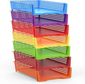 7 Pcs Plastic Stackable Paper Tray Turn in Trays Classroom Teachers Desk by Tcevily