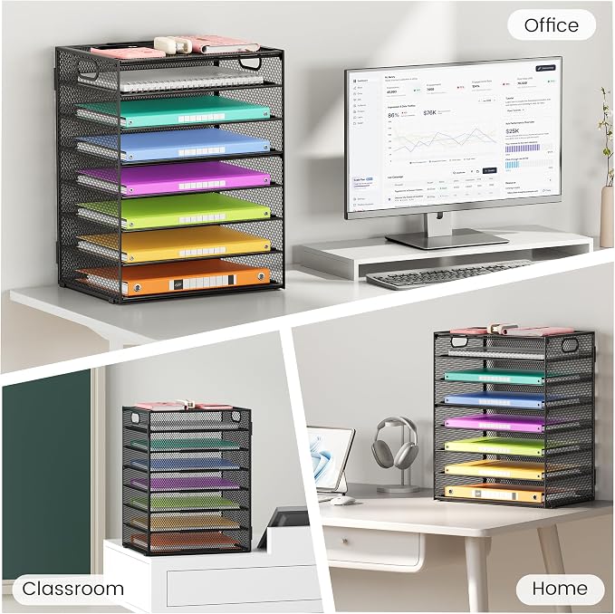 Lavatino 2 Pack 8-Tier Office Desk File Organizer, Letter Tray Paper Organizer - Image 7