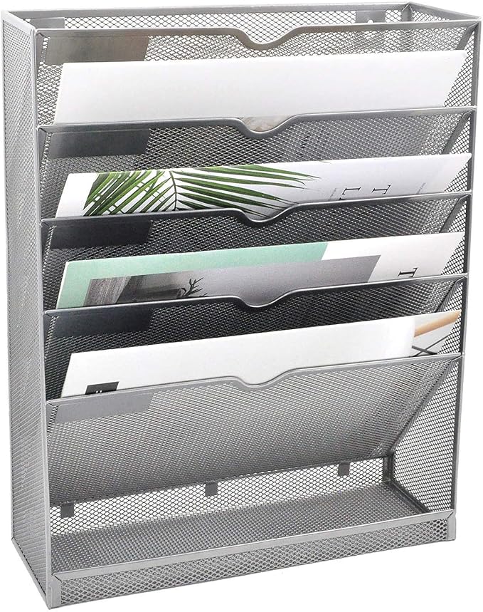 EASEPRES Mesh Wall File Organizer 6 Tier Vertical Mount Hanging Holder Magazine by EASEPRES