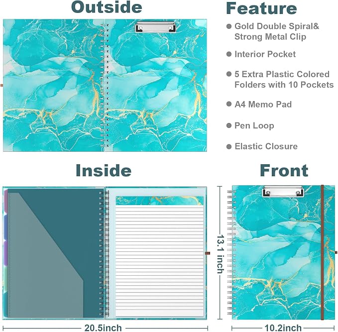 Hongri Clipboard Folio with Refillable Lined Notepad, 8.5 x 11 Folders with - Image 2