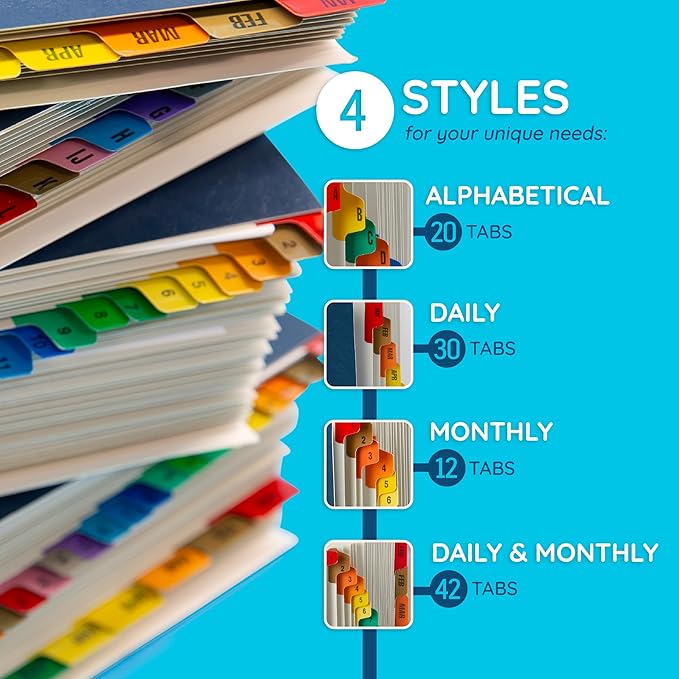 Blue Summit Expanding Desk File Sorter Organizer, Alphabetical File Organizer - Image 6