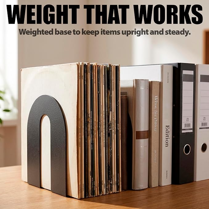 Officemate Heavy Weighted Bookends, Sturdy Office & Home Shelf Organizers - Image 4