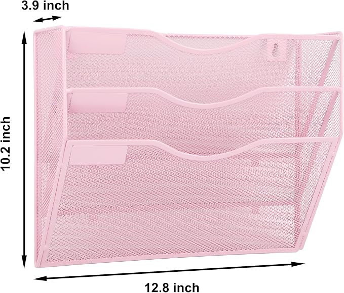 EASEPRES 3 Pocket Mesh Hanging Wall File Organizer, Wall Mounted Mail Paper - Image 2