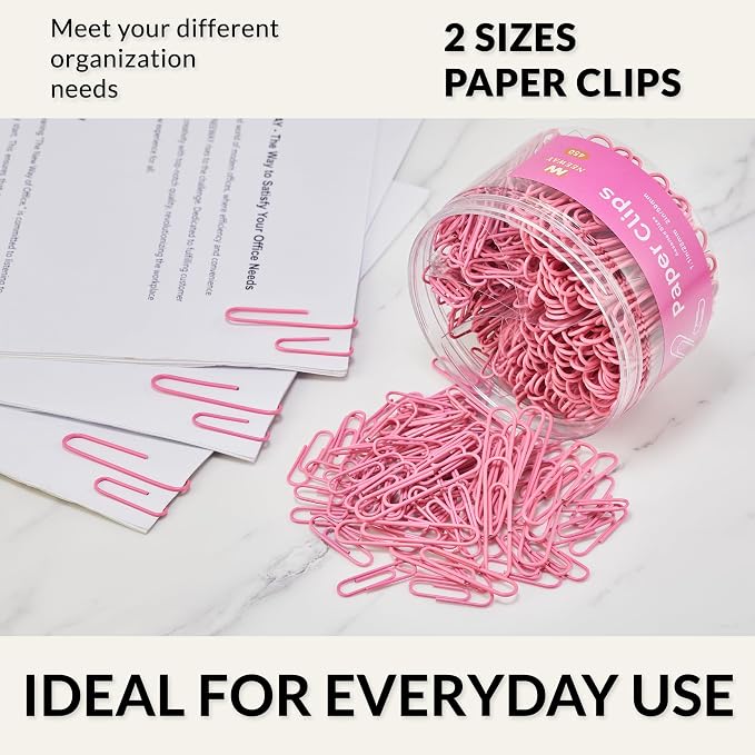 NEEWAY 450pcs Paper Clips Assorted Sizes, Small and Large Paper Clips, Coated - Image 6