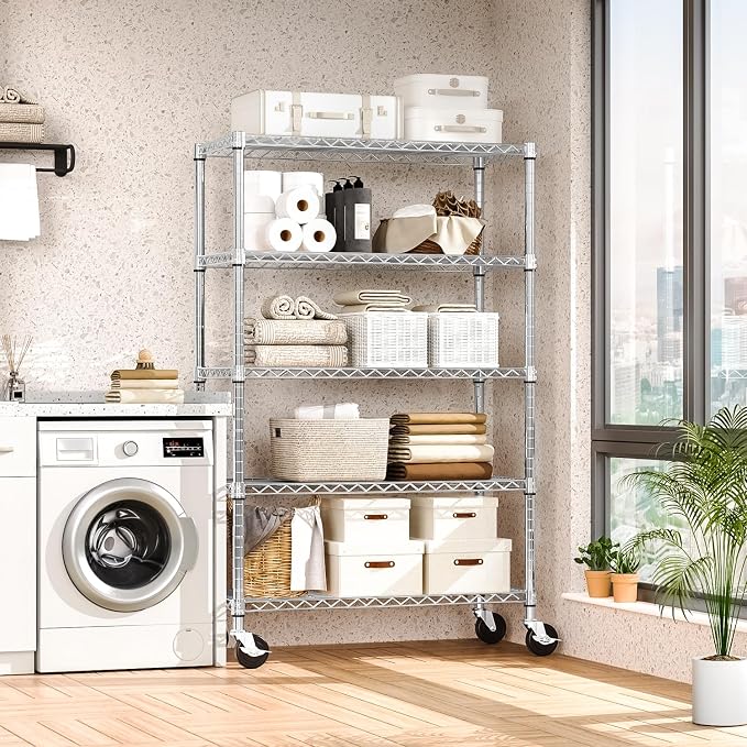 M MZG 5-Shelf Storage Shelves, Wire Shelving Heavy Duty Metal Storage Shelving - Image 7