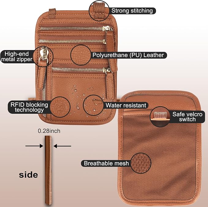 Sizobi Neck Wallet for Traveling Women Men, RFID Blocking Leather Passport - Image 4