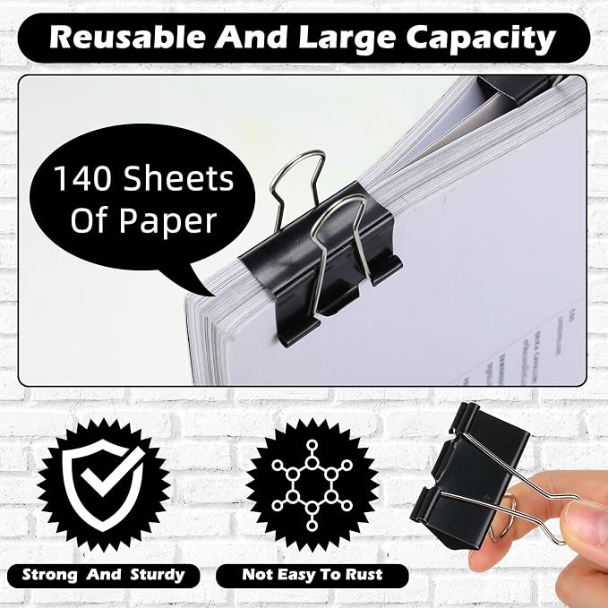 Yexiya 300 Pcs Large 1.61 Inch Binder Clips Bulk Big Paper Clamps Office - Image 3
