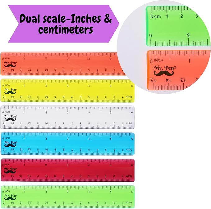 Mr. Pen- Plastic Rulers, 6 Inch, 6 Pack, Durable Small Transplant Rulers - Image 5