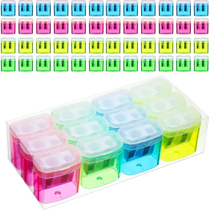 Tenare 48 Pcs Back to School Pencil Sharpeners Manual Double Hole Pencil by Tenare