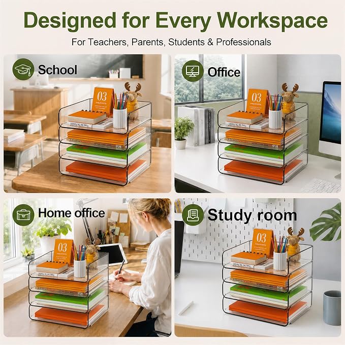 FANXIYQ 4-Tier Acrylic Paper Tray Organizer - Image 4