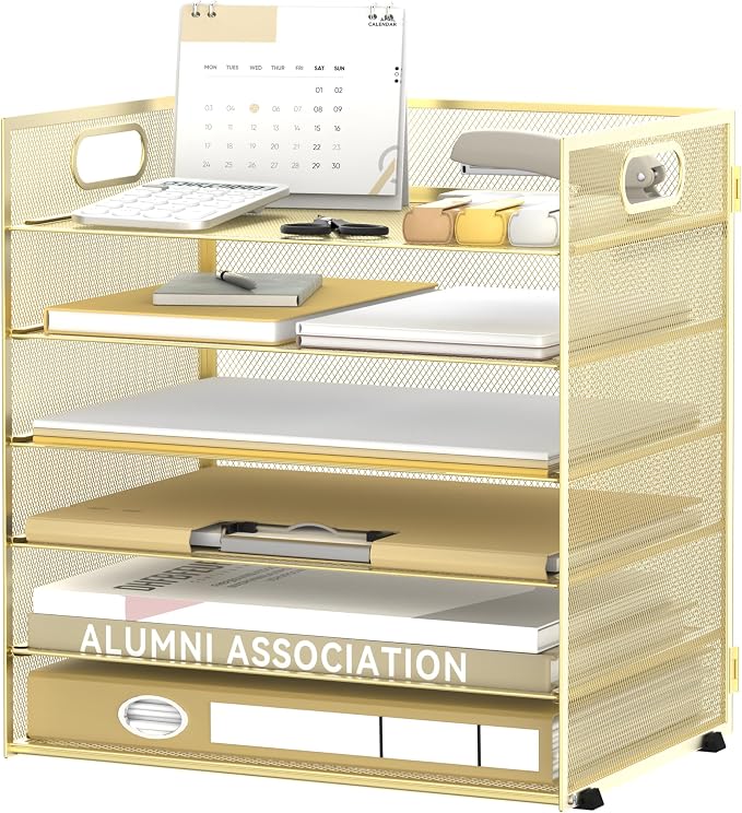Daltack 6 Tier Paper Organizer for Desk, Paper Letter Tray Organizer for Desks by DALTACK