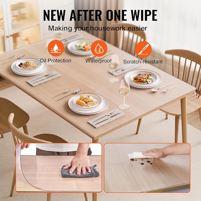 VEVOR Plastic Table Cover, 42 x 60 Inch 1.5 mm Thick Frosted Rectangle PVC Desk - Image 4