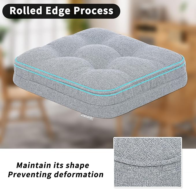 GOFORIT Chair Cushions Set of 2, Tufted Shredded Memory Foam Chair Pads - Image 5