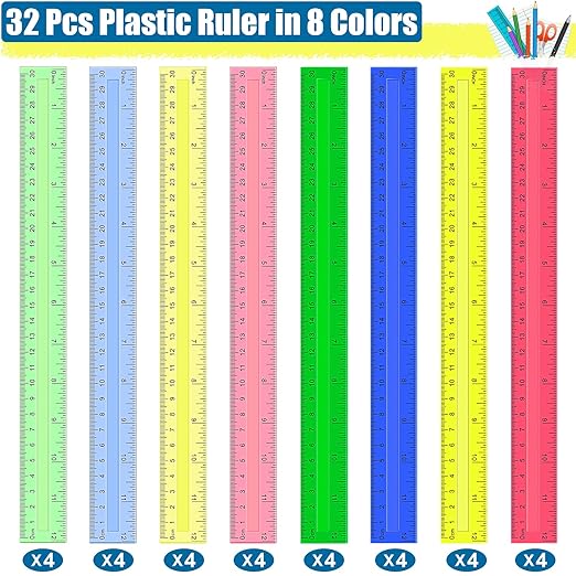 12 Inch Plastic Rulers, Ideal Back to School Office Home Supplies - Image 2