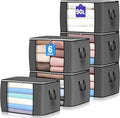 90L Large Storage Bags, 6 Pack Clothes Storage Bins Foldable Closet Organizers by BuddingJoy-BuildaJoyfulLifeforYou