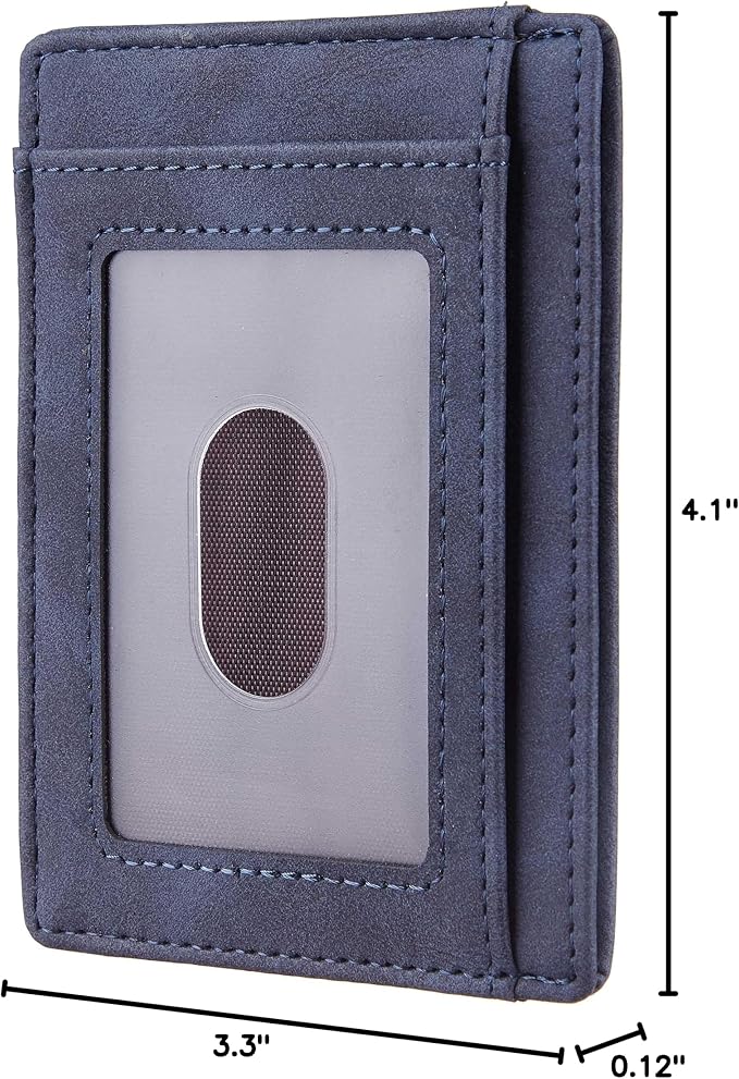 Travelambo Slim Wallet Front Pocket Minimalist Leather RFID Blocking Medium Size - Image 5
