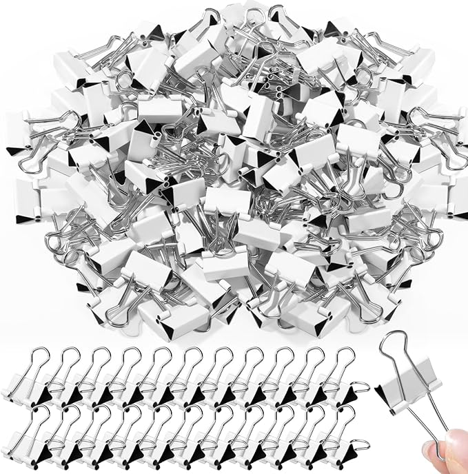 Jetec 100 Pack 0. 75in/19mm White Metal Binder Clips Bulk Medium Reusable Fold by Jetec