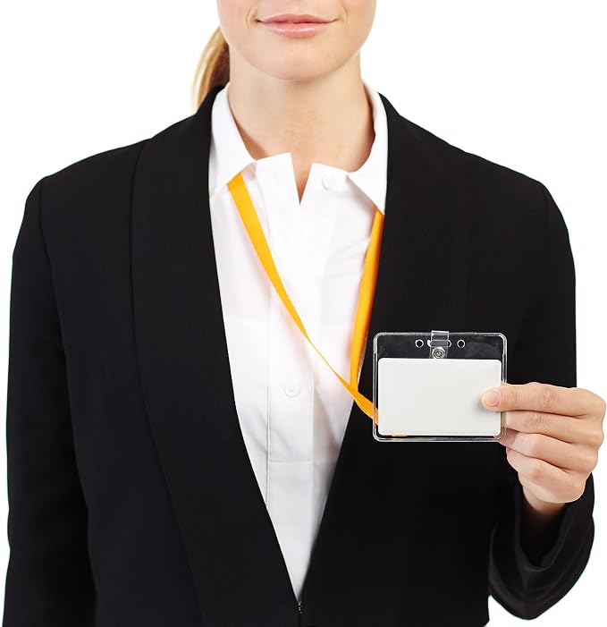 Amazon Basics Horizontal Clear Plastic ID Badge Holders, 3.38" x 2.38" - Image 4