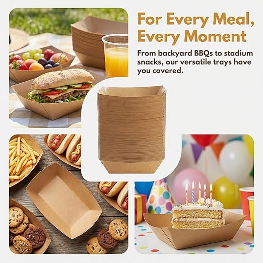 DEAYOU 250 Pack Paper Food Boats, 2 LB Kraft Food Trays Disposable, Grease - Image 6