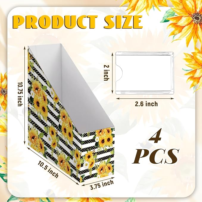 AmazingSpark Set of 4 Sunflower Magazine Holder Decorative Foldable Magazine - Image 2