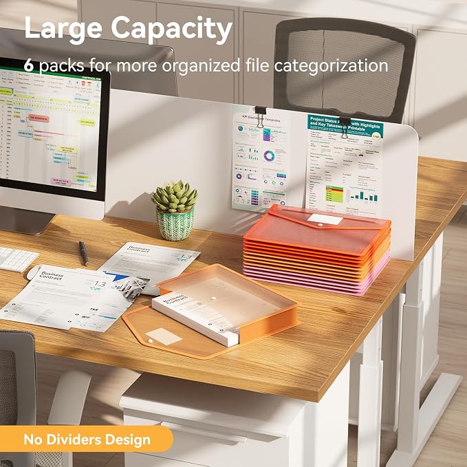 ABC life 6-Pack Plastic Expanding File Folders, Translucent Plastic Envelopes - Image 3