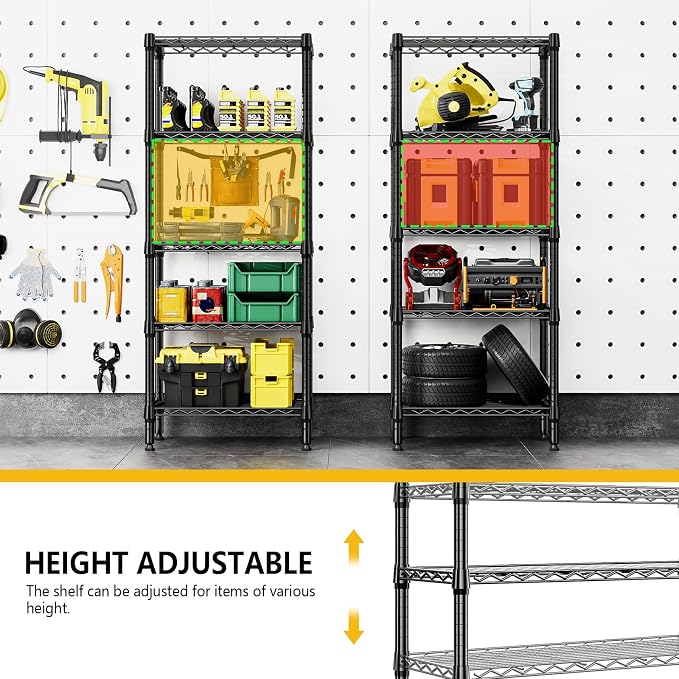 M MZG 1250 lbs 5 Tier Shelf Metal Storage Shelves Wire Rack Closet Organizers - Image 7