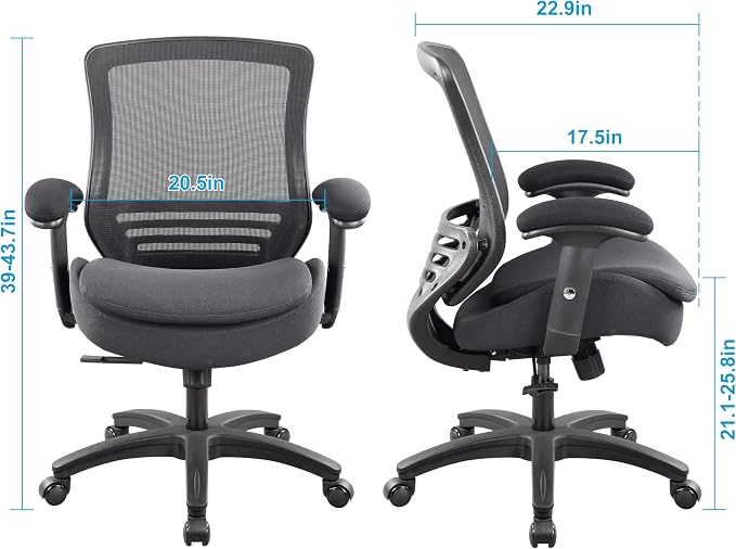 BOLISS 400lbs Mid Back Mesh Ergonomic Super Soft Wide Cushion Office Computer - Image 3
