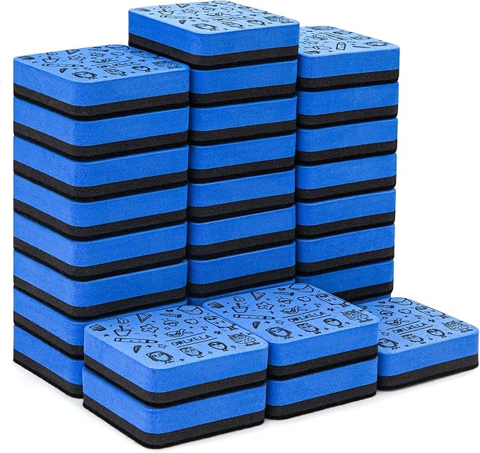 OWLKELA 30 Pack Magnetic Blue Whiteboard Eraser, EVA Material by OWLKELA