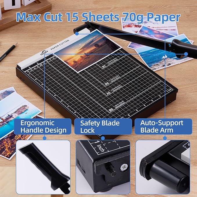 ISDIR 12” Heavy Duty Metal Paper Cutter - Image 4