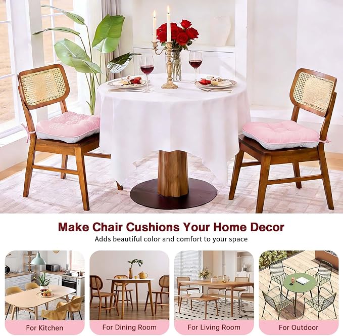 BETU Pink Chair Cushions for Dining Chairs Set of 2, 3.5" Thick Kitchen Table - Image 7