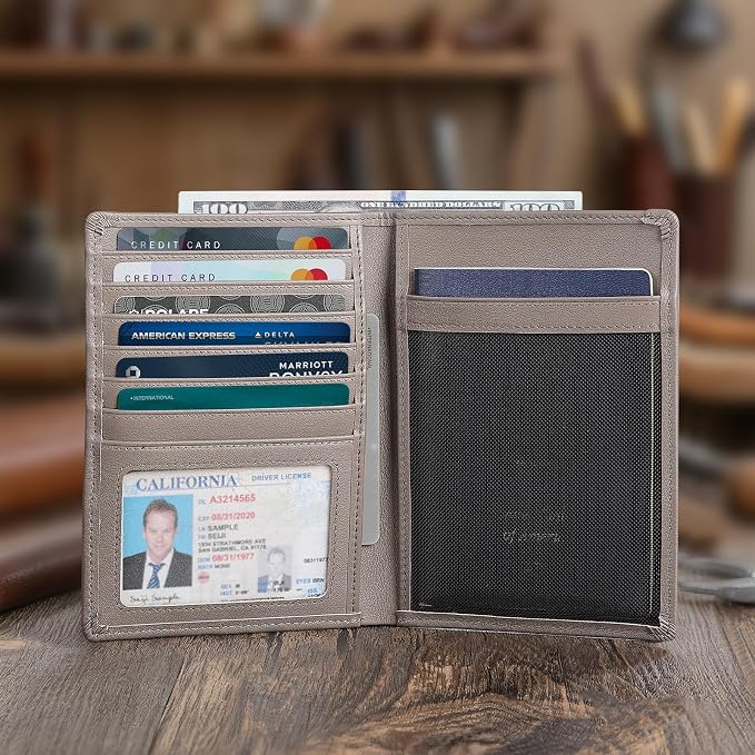 Polare Luxury RFID Blocking Leather Passport Holder Travel Wallet - Image 7