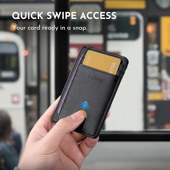 Buffway Slim Minimalist Front Pocket RFID Blocking Leather Wallets - Image 4