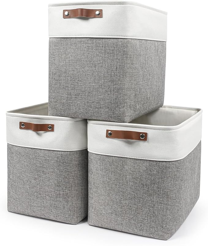 Bagnizer Large Fabric Storage Baskets | 50L Storage Bins, Decorative Linen by Bagnizer
