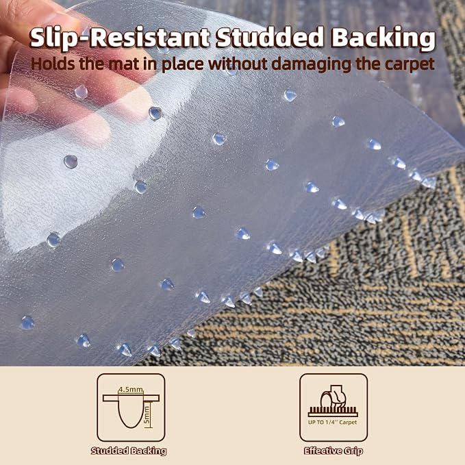 Office Chair Mat Carpet Protector: 36" x 48" Plastic Heavy Duty Computer Desk - Image 6