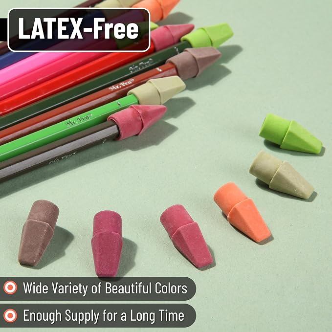 Mr. Pen- Pencil Erasers Toppers, 120 Pack, Late Harvest Color Scheme | Latex - Image 4