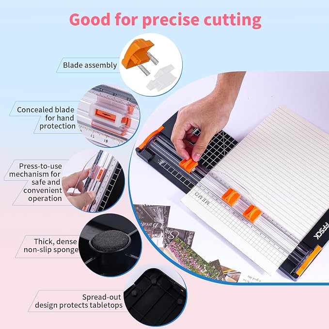A4 Black Paper Cutter Slider 12 Inch Titanium Straight Paper Trimmer, Paper - Image 4