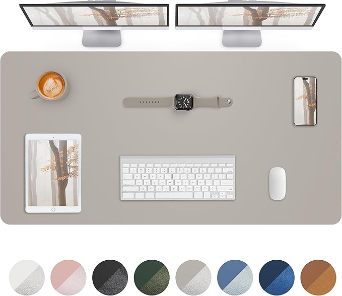 Leather Desk Pad Protector, Mouse Pad, Office Desk Mat, Non-Slip PU Leather by AFIING