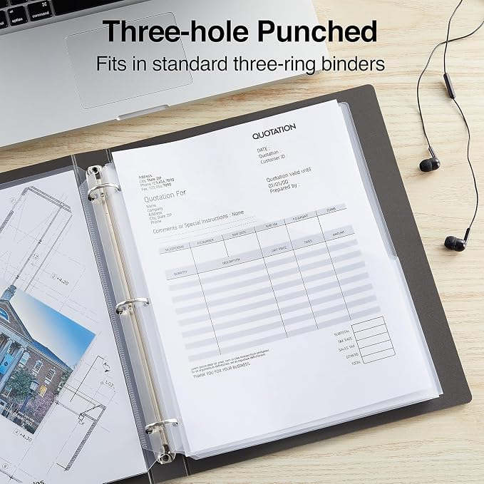 Staples Binder Pockets, 3‑Hole Punched, Secure Storage - Image 4