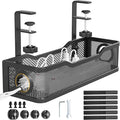 Under Desk Cable Management Tray Black, Cinati Wire Organizers No Drill by Cinati