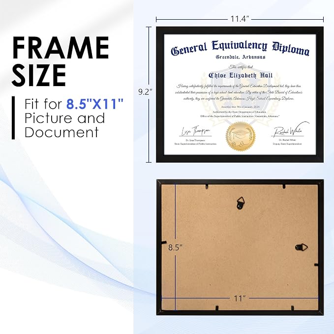FIXSMITH 8.5x11 Diploma Frame, 2 Pack Certificate Frames - Image 2