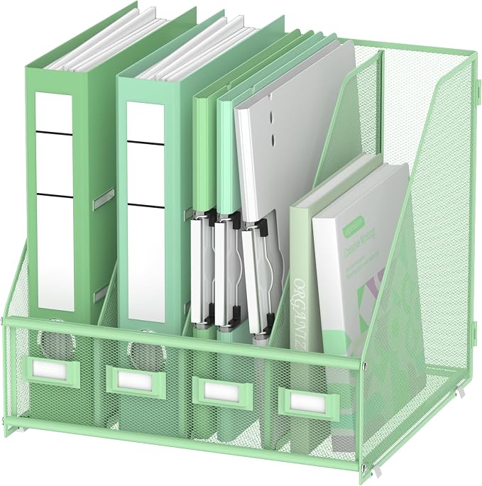 DALTACK 4 Vertical Compartments Magazine File Holder, Binder Organizer by DALTACK