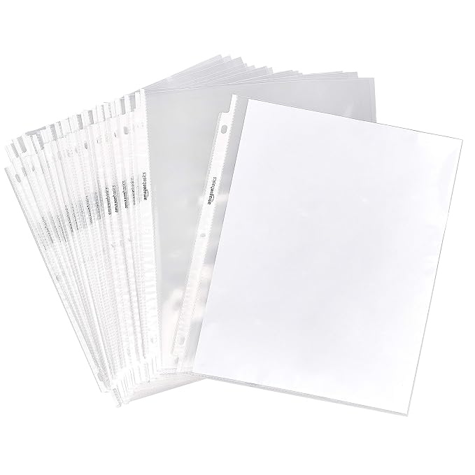 Amazon Basics Sheet Protectors for 3 Ring Binder, Lightweight, Letter Size by AmazonBasics