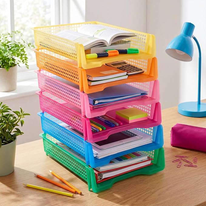 Geetery Set of 12 Turn in Trays Classroom Plastic Trays - Image 4