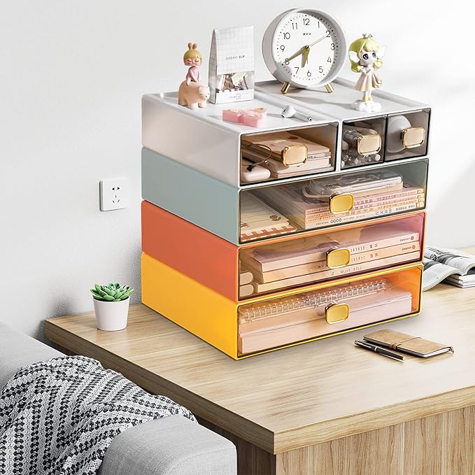 2PACK Stackable Desktop Storage Organizer Plastic Desk Organizer - Image 2
