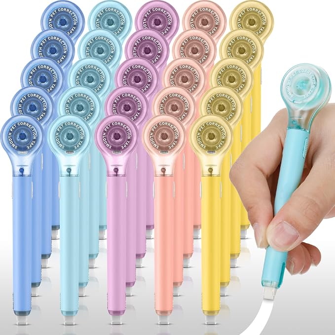 Gersoniel 25 Pack Correction Tape Pen Correctional Ink Tape Push Pull Protective by Gersoniel