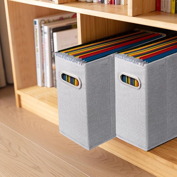 4 Packs Letter Size File Organizer, File Folders Organizer, Fabric Storage Box - Image 7