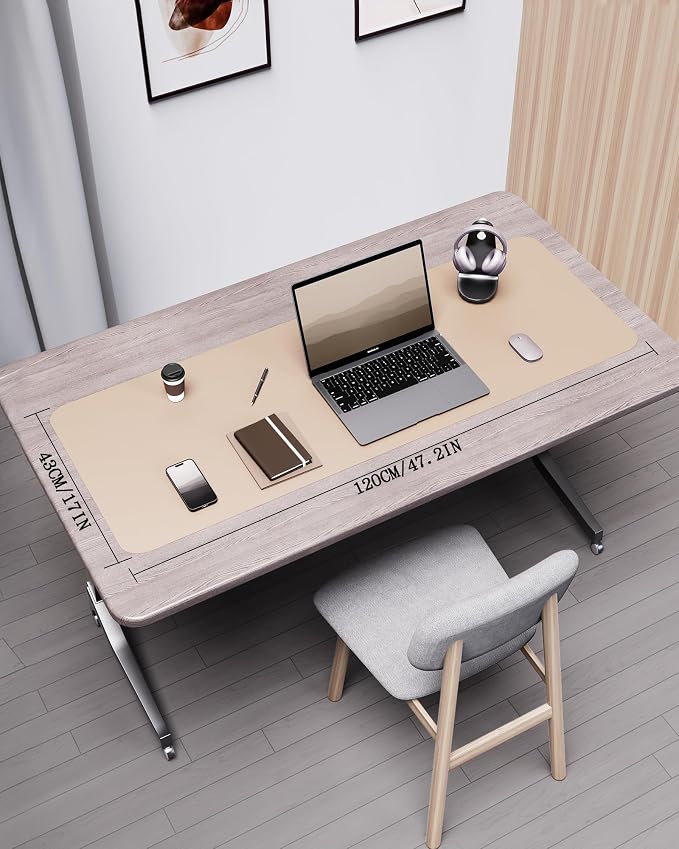 YSAGi Double-Sided Desk Pad, Leather Desk Mat, Eco Cork Desk Pad Protector - Image 2
