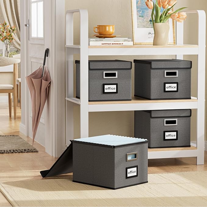 File Organizer Box with Lid, Collapsible File Folder Organizer - Image 2